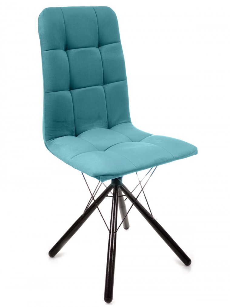 Стул на металлокаркасе Леон паутинка / аквамарин / чёрные ножки