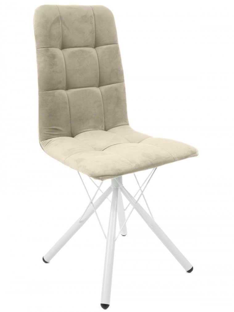Стул на металлокаркасе Леон паутинка / бежевый / белые ножки