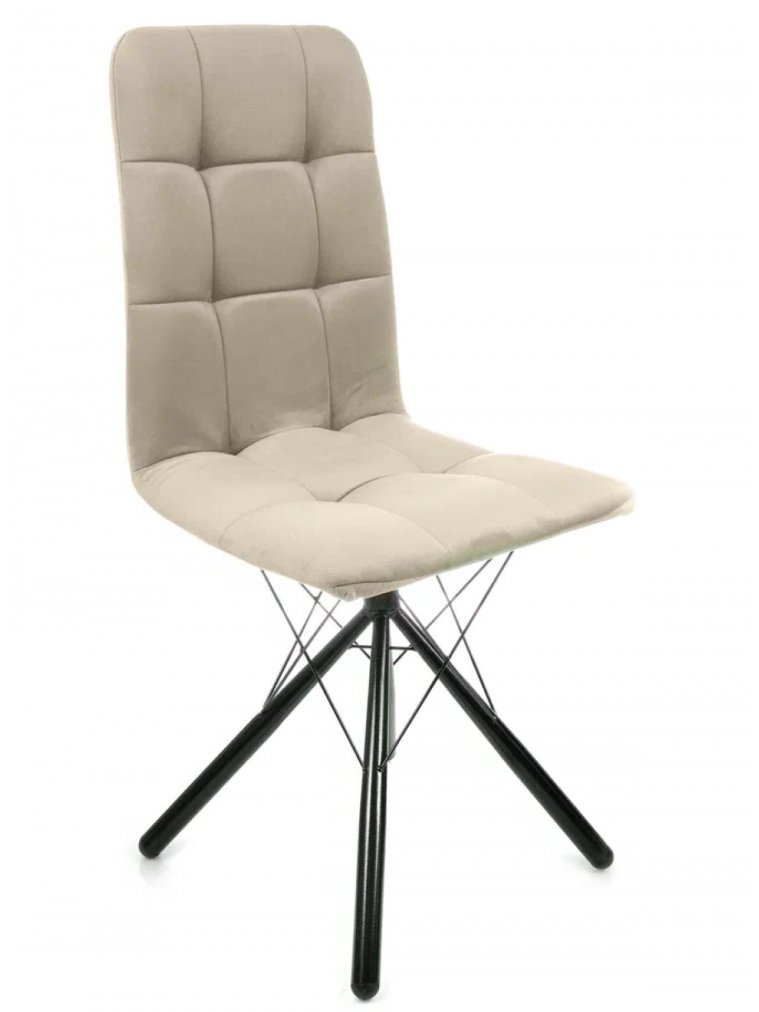 Стул на металлокаркасе Леон паутинка / бежевый / чёрные ножки