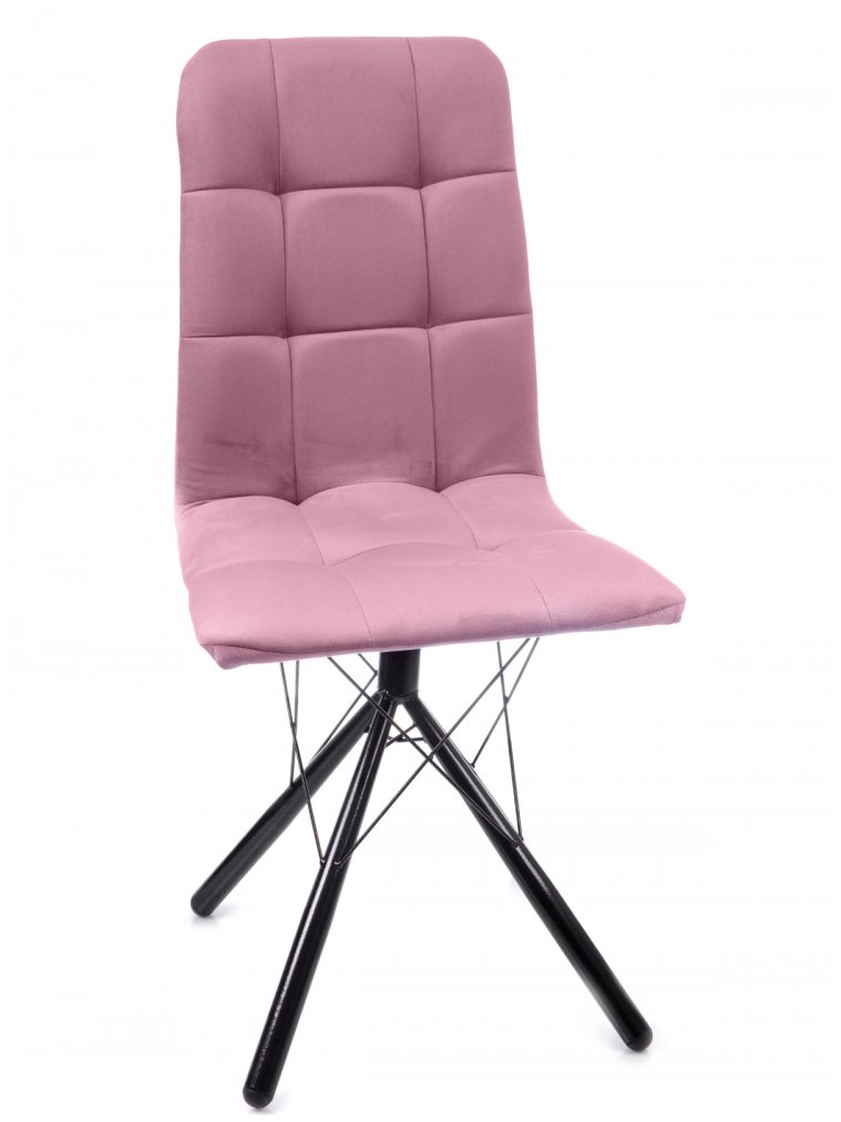 Стул на металлокаркасе Леон паутинка / пудровый / чёрные ножки