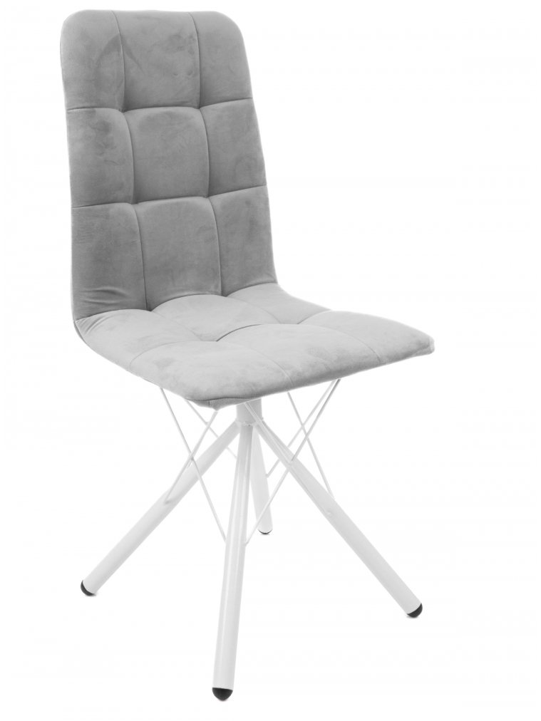 Стул на металлокаркасе Леон паутинка / серый / белые ножки