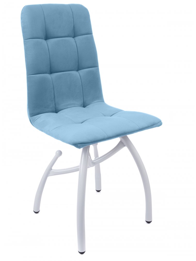 Стул на металлокаркасе Леон шарики / небесно-серый / белые ножки
