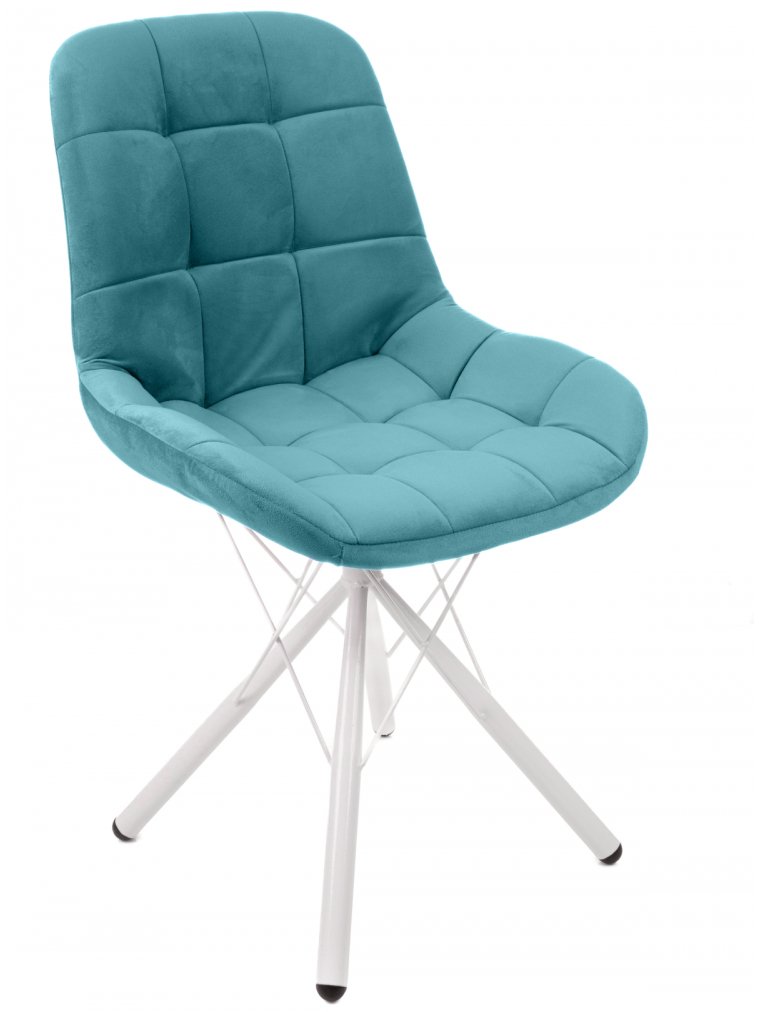 Стул на металлокаркасе Лира паутинка / аквамарин / белые ножки