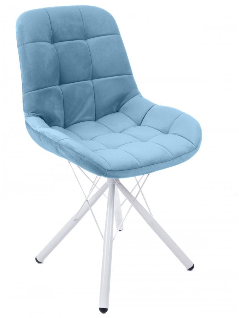 Стул на металлокаркасе Лира паутинка / небесно-серый / белые ножки