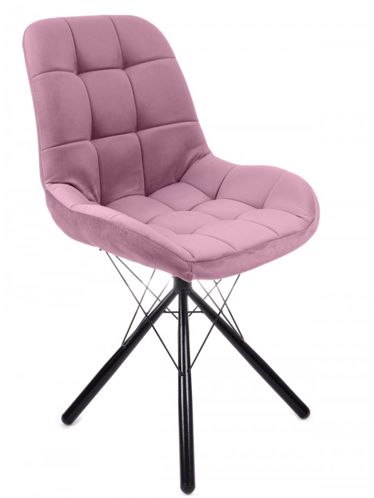 Стул на металлокаркасе Лира паутинка / пудровый / чёрные ножки