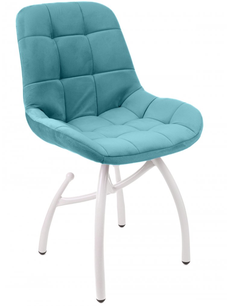 Стул на металлокаркасе Лира шарики / аквамарин / белые ножки