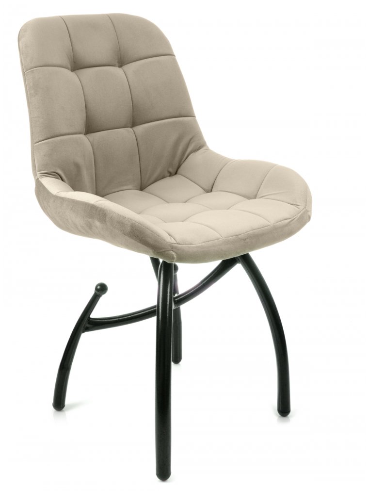 Стул на металлокаркасе Лира шарики / бежевый / чёрные ножки