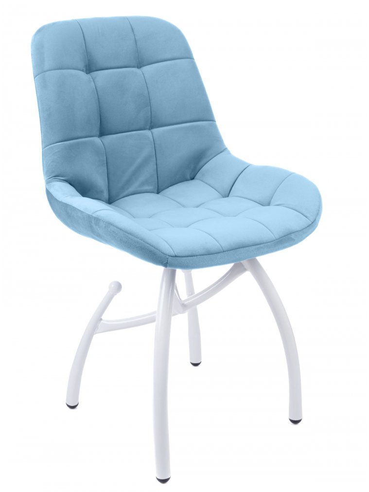 Стул на металлокаркасе Лира шарики / небесно-серый / белые ножки