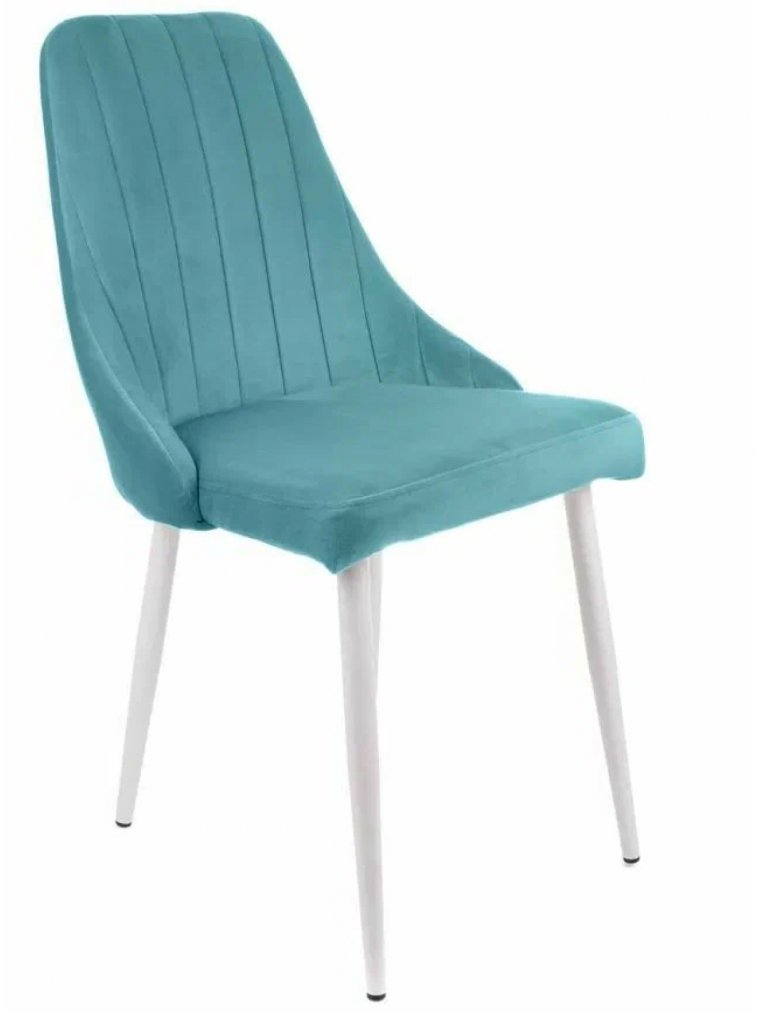 Стул на металлокаркасе Милан аквамарин / белые ножки
