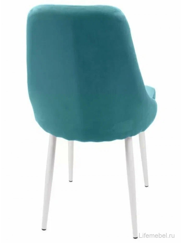 Стул на металлокаркасе Милан аквамарин / белые ножки