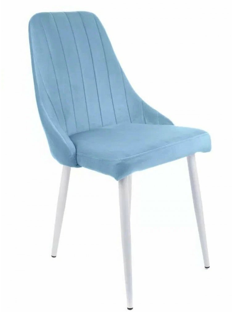 Стул на металлокаркасе Милан небесно-серый / белые ножки