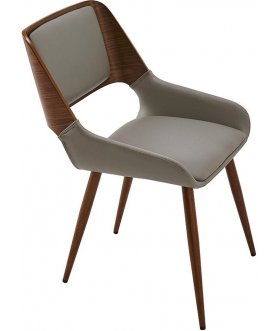 Стул дизайнерский Рене серый pu047 / орех / металл