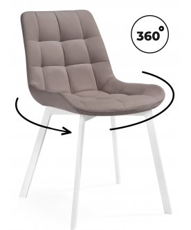 Стул на металлокаркасе Стронг латте велюр (velutto 08) / белый