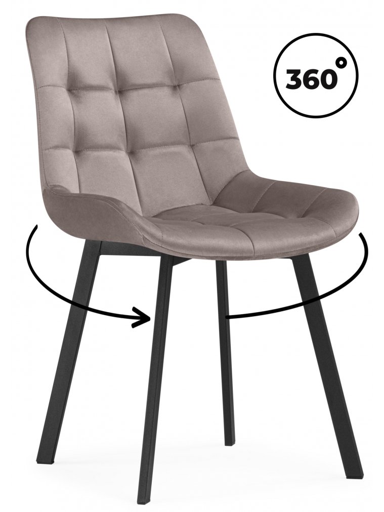 Стул на металлокаркасе Стронг вращающийся латте велютто 08 / черный каркас