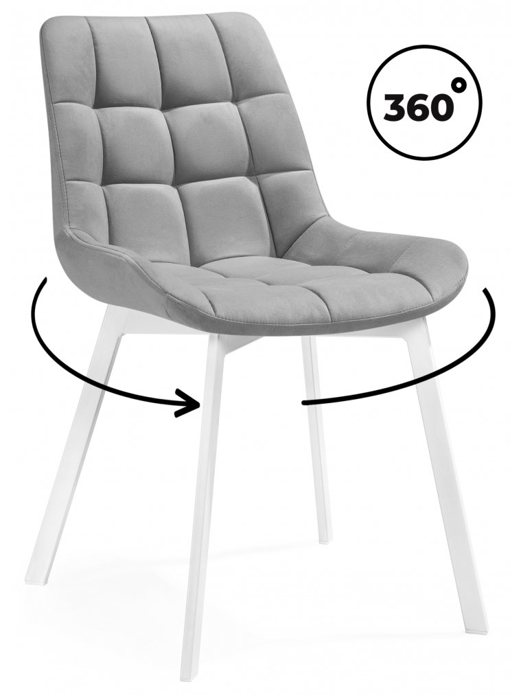 Стул на металлокаркасе Стронг вращающийся светло-серый (hl 63) / белый каркас