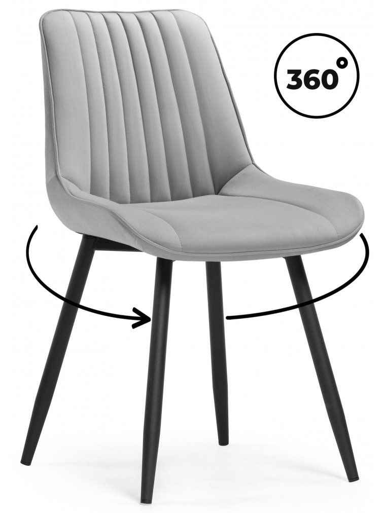 Стул на металлокаркасе Вейв вращающийся светло-серый (hl 63) / черный каркас