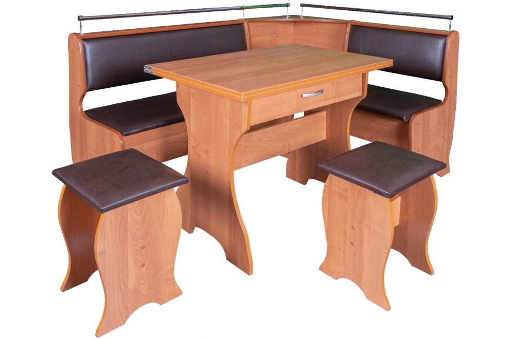 Кухонный уголок Елена-5 ольха / кожзам коричневый