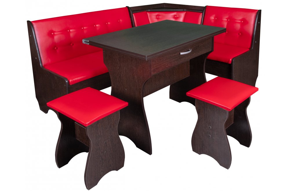 Кухонный уголок Смак-3 венге / кожзам красный