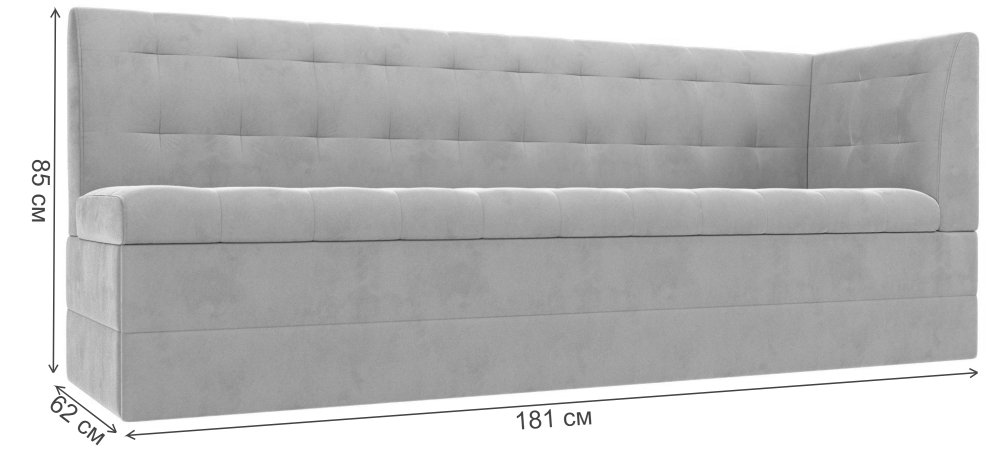 Кухонный диван Бриз правый бежевый велюр