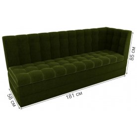 Кухонный диван Бриз угловой вельвет зеленый правый угол