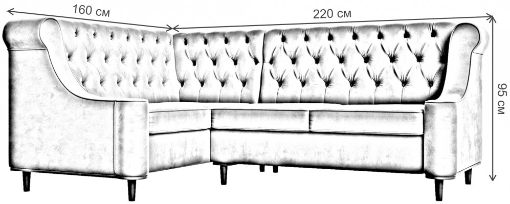 Кухонный диван Бронкс левый микровельвет фиолетовый