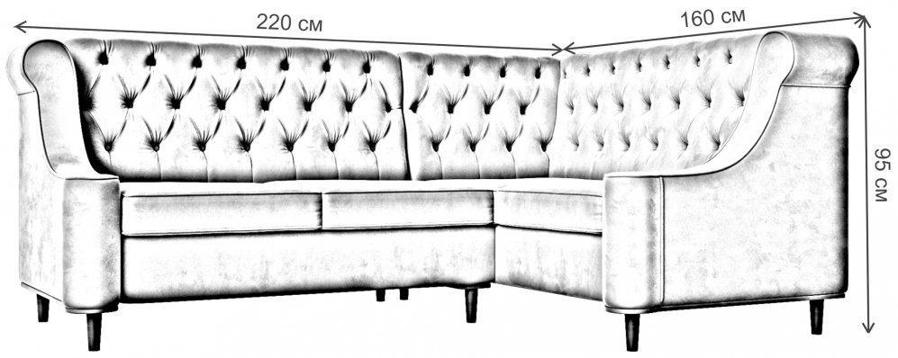 Кухонный диван Бронкс правый велюр зеленый
