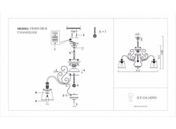 Люстра Driana FR2405-PL-08-BZ
