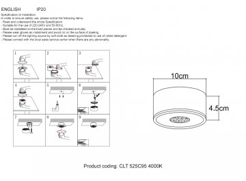 Потолочный светильник CLT 525C95 BL 4000K