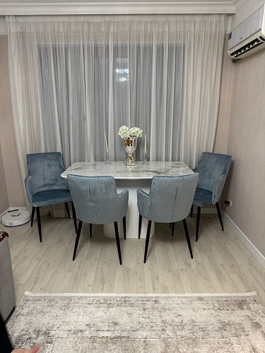 Стул на металлокаркасе Benza dark blue / black / gold фото покупателя 5