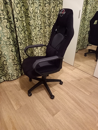 Компьютерное кресло Driver/Драйвер кожзам черный / ткань синий фото покупателя 5