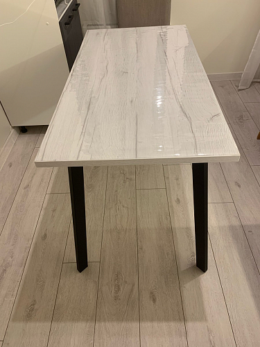 Деревянный стол Барон О 200 х 90 белая пленка шагрень / черный фото покупателя 69