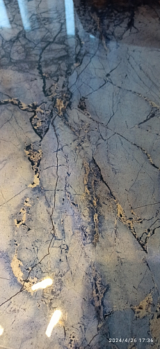 Стеклянный стол Кловис вставка стекло черный мрамор / черный фото покупателя 4