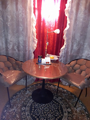 Стол Тулип 90х73 белый мрамор / золото фото покупателя 110