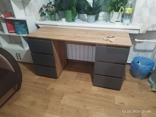 Письменный стол Элла ПС 02 серый графит 0162 / дуб крафт золото фото покупателя 15