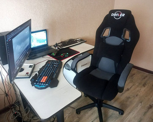 Компьютерное кресло Driver/Драйвер кожзам черный / серый фото покупателя 2