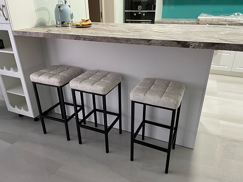 Барный стул Лофт микровелюр катания блэк / черный матовый фото покупателя 20