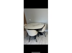 Стул на металлокаркасе Gabi 1 бежевый / черный с серебряными наконечниками фото покупателя 681