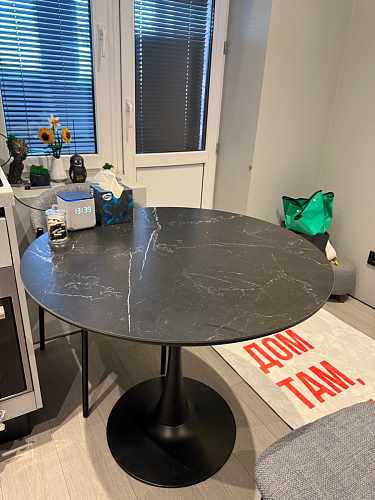 Стол Тулип 80х73 мрамор черный / белый фото покупателя 113