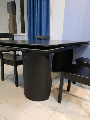 Керамический стол Готланд 160(220)х90х79 белый мрамор / черный фото покупателя 15