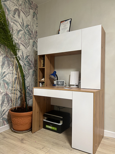 Письменный стол Комфорт 12.71 дуб золотой craft / белая аляска фото покупателя 91