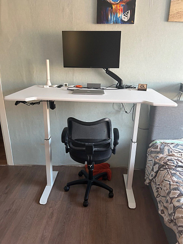 Компьютерный стол Маркос с механизмом подъема 140х80х75 орех кантри / белый фото покупателя 36