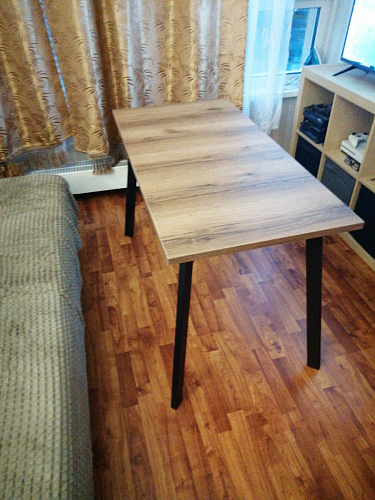 Деревянный стол Колон Лофт 120(160) х 75 черный матовый / бетон фото покупателя 79