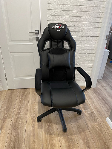 Компьютерное кресло Driver/Драйвер кожзам черный / ткань синий фото покупателя 149