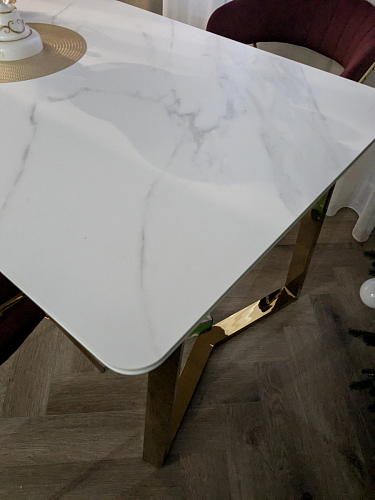 Керамический стол Селена 1 140х80 черный мрамор / золото фото покупателя 15