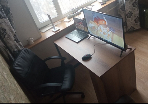 Письменный стол Битти Лофт 116х60х75 дуб вотан / белый матовый фото покупателя 7