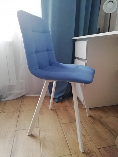 Стул на металлокаркасе Чилли синяя ткань / белый фото покупателя 1387