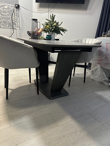 Стол на тумбе Петир 120(160)х80х75 серый / орех кантри фото покупателя 12