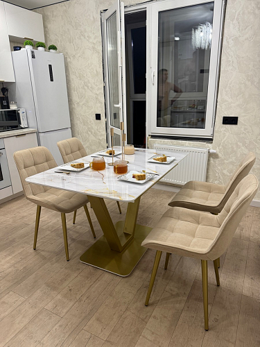 Стол на тумбе Бугун белый / золото фото покупателя 75