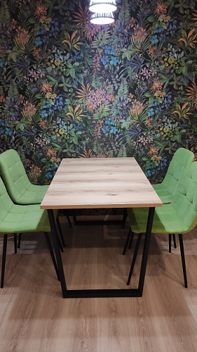 Стеклянный стол Фостер 120(160)х120х76 белый мрамор / черный фото покупателя 99