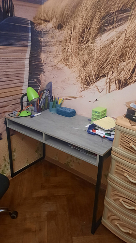 Письменный стол Леон Лофт черный матовый / дуб вотан фото покупателя 19